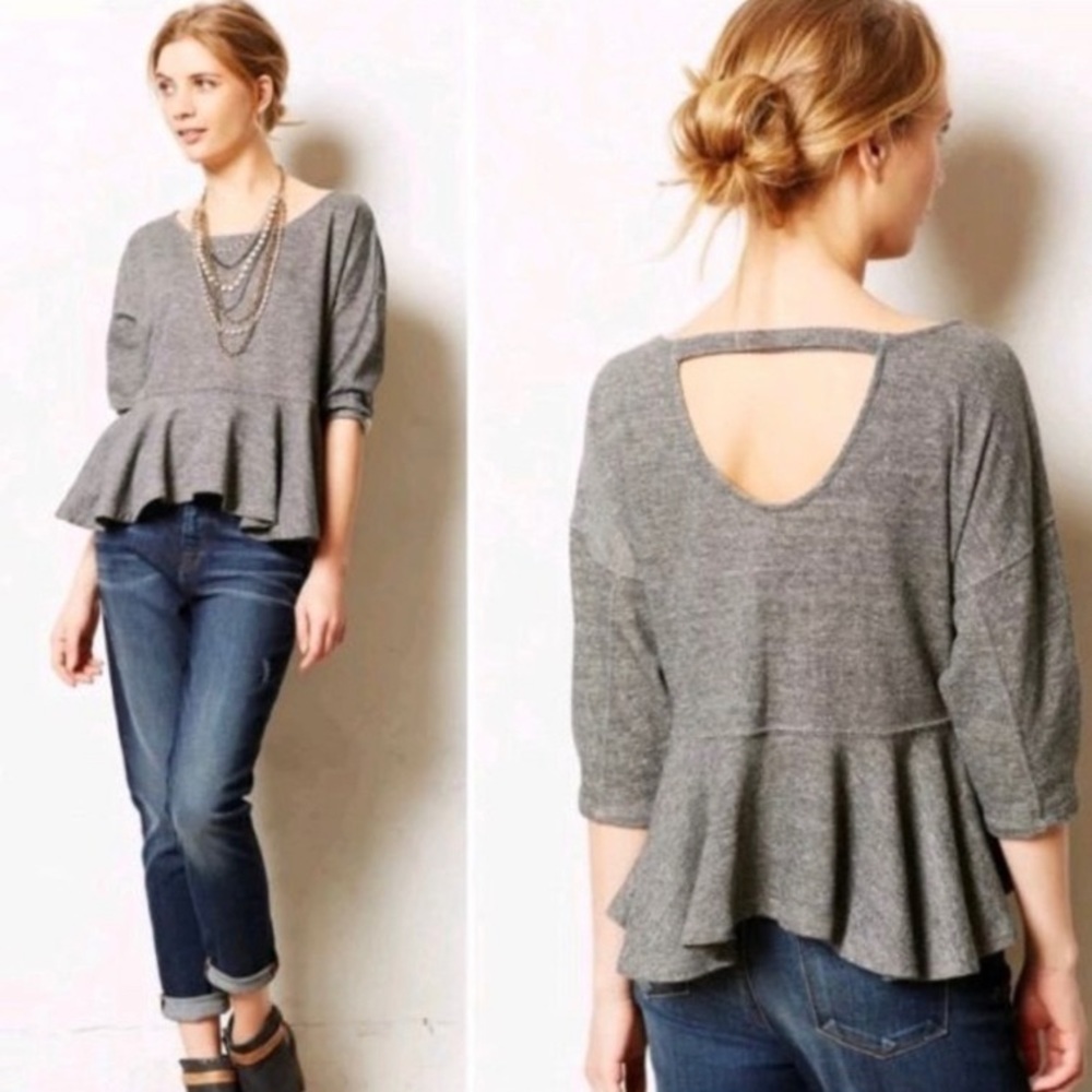 Anthropologie Peplum Sweatshirt Top